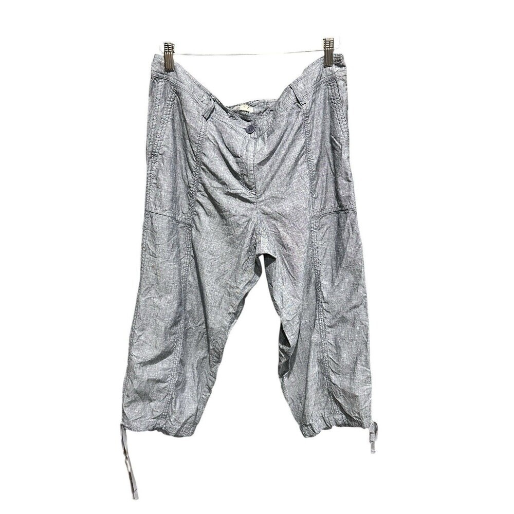 Eileen Fisher Capris Drawstring Womens Organic Cotton Cropped Pants Casual Large